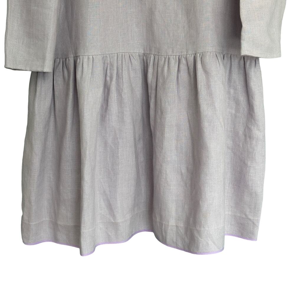 Isoude Mandarin Collar European Linen Dress Lavender Medium - Picture 12 of 16